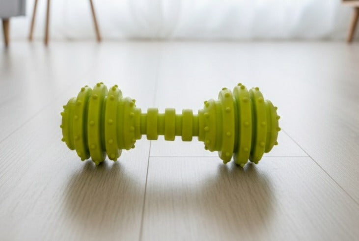 Dog And Puppy Dumbbell Teether Toy with Lines