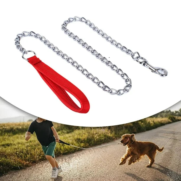 Dog Chain Leash with Red Handle - Medium