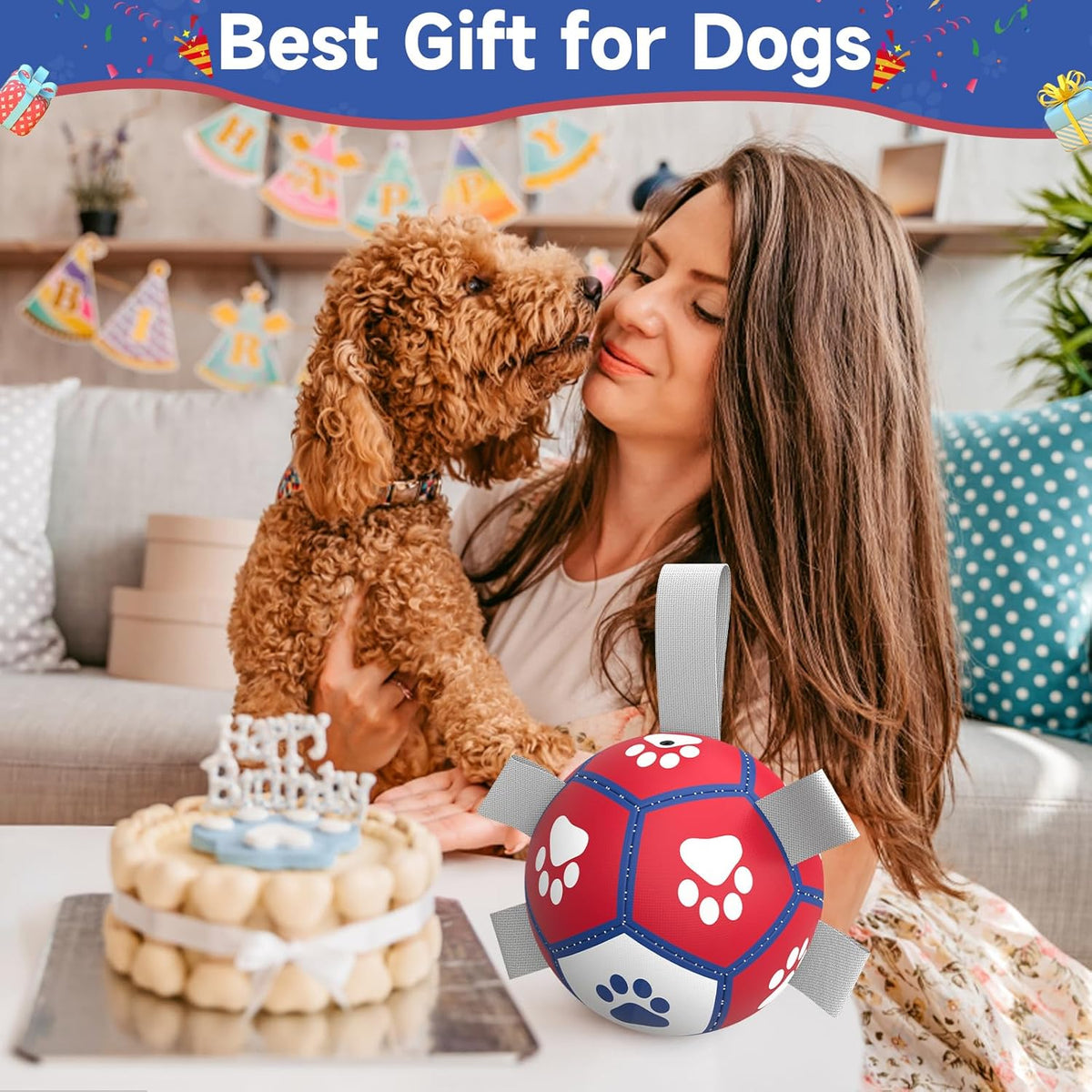 Dog Soccer Ball with Straps for Indoor Outdoor Play
