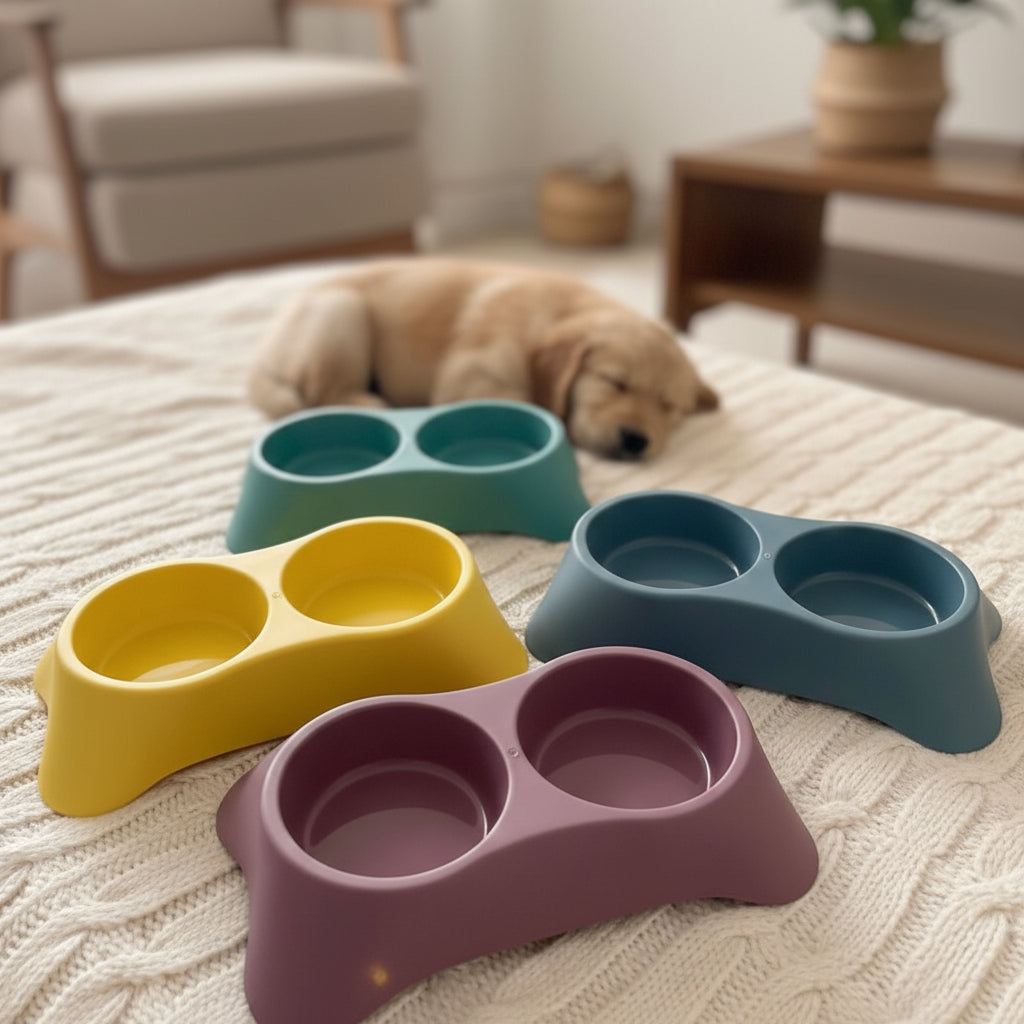 Elegant Double Bowl For Cats & Puppies