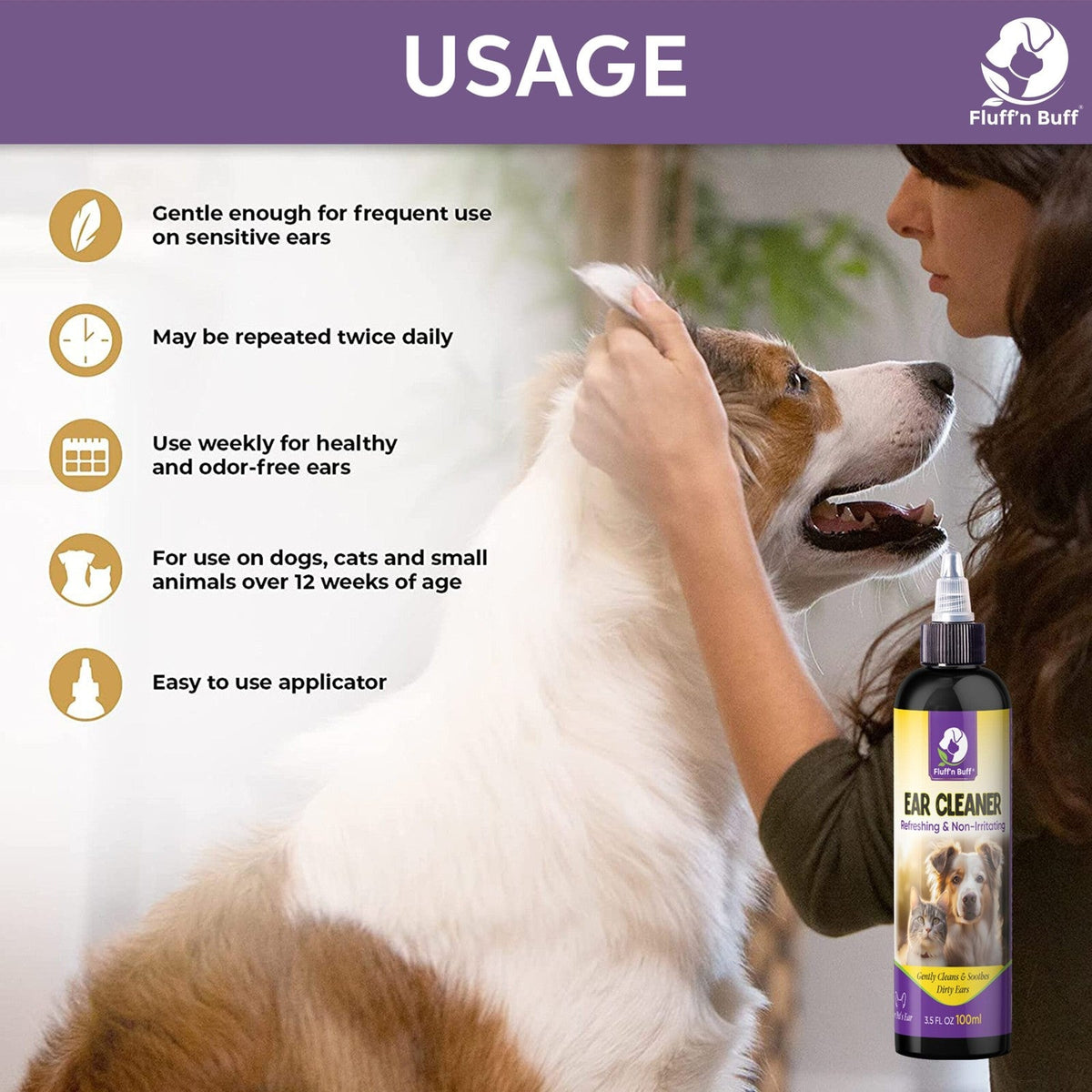 Fluffn Buff Ear Cleaning Liquid for Cats & Dogs