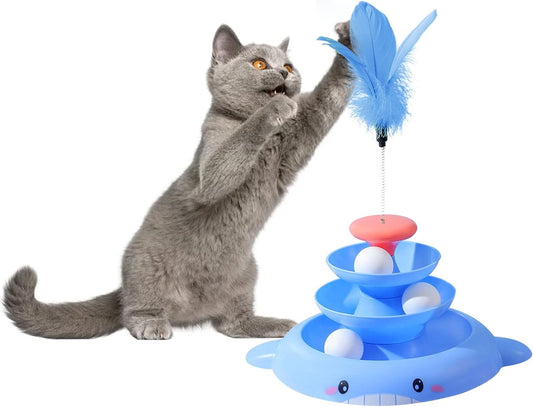 Four-Layer Space Tower With Feather Teaser Stick
