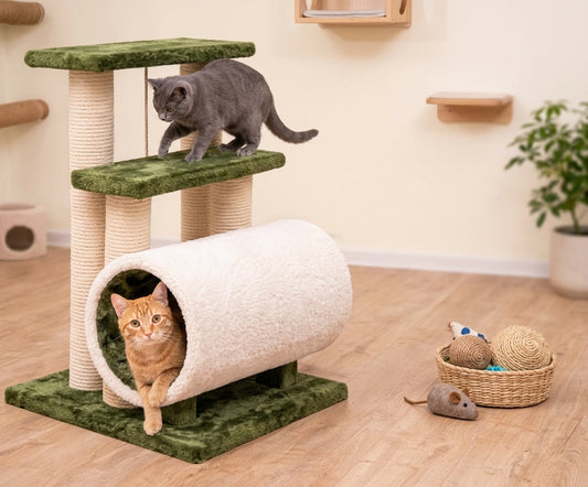 Cat Scratching Pole with Hideout Tunnel