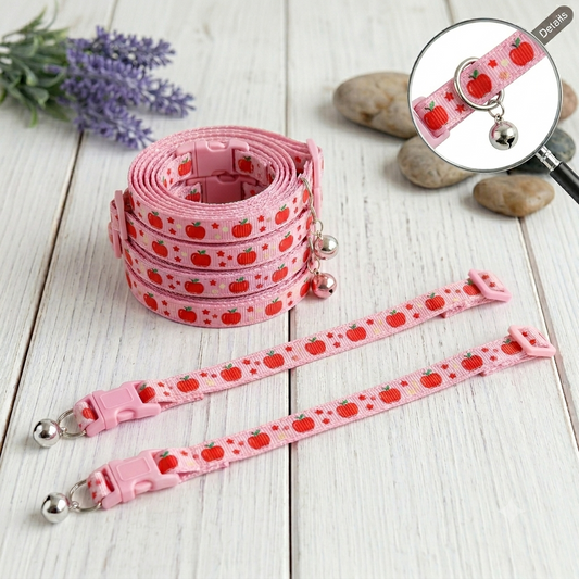 Apple Print Cat Collar With Bell