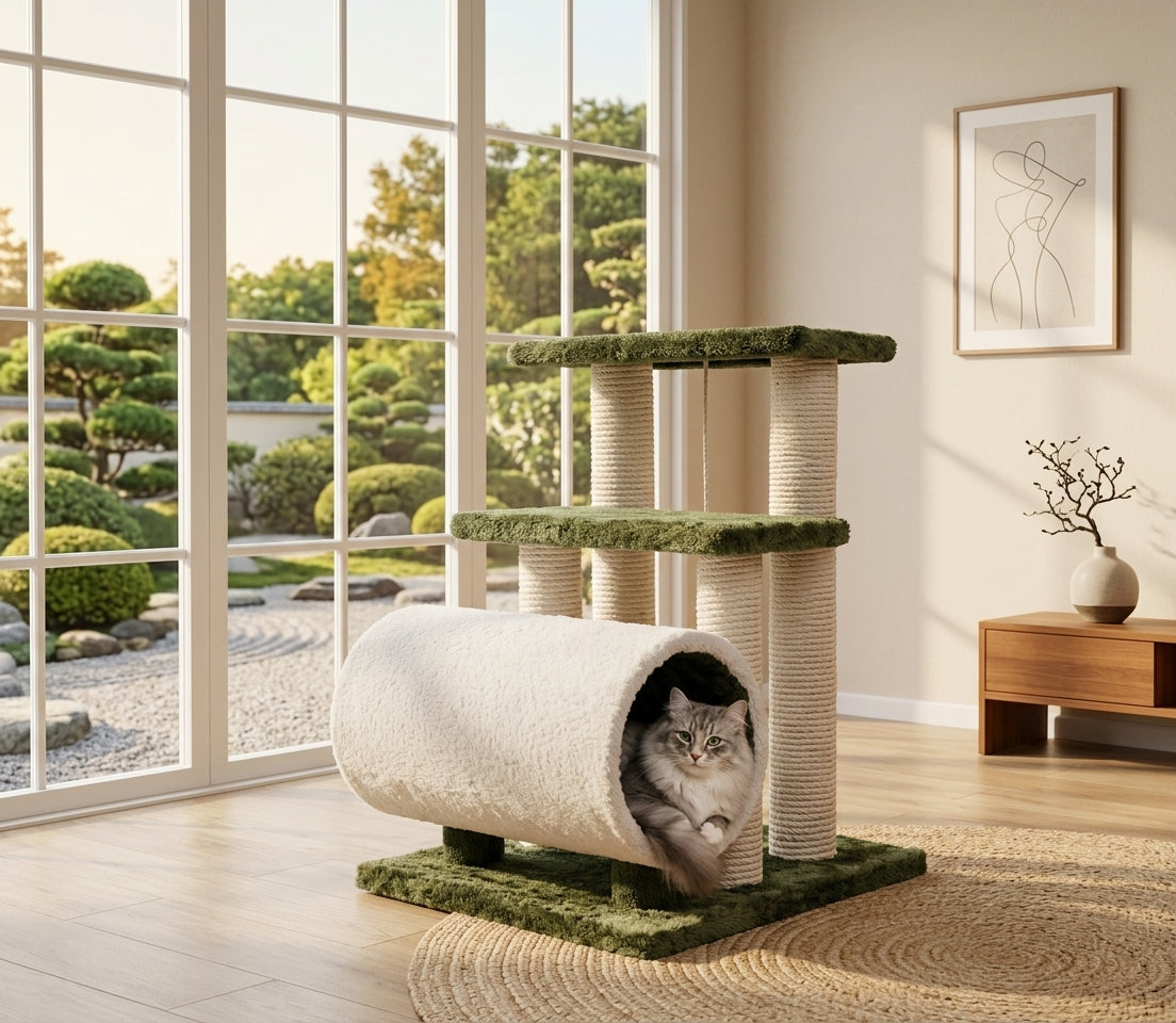 Cat Scratching Pole with Hideout Tunnel