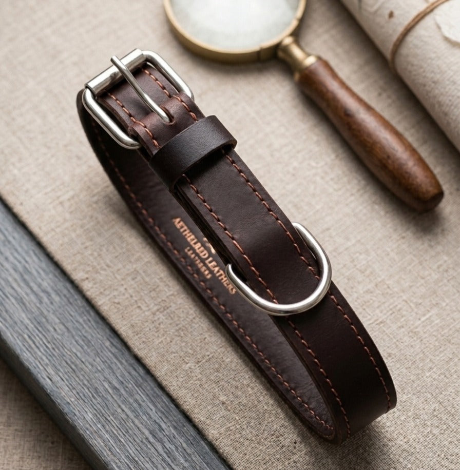Heavy-Duty Wide PU Leather Dog Collar With Metal Ring