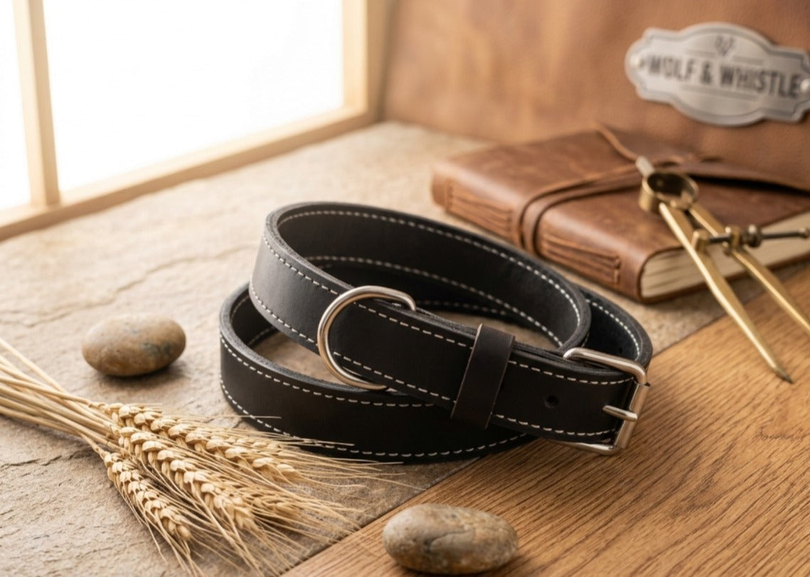 Heavy-Duty Wide PU Leather Dog Collar With Metal Ring