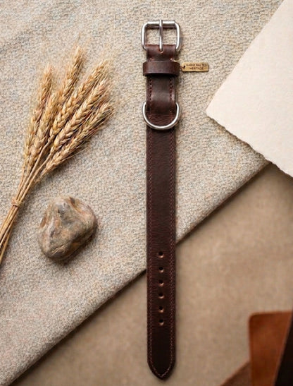 Heavy-Duty Wide PU Leather Dog Collar With Metal Ring
