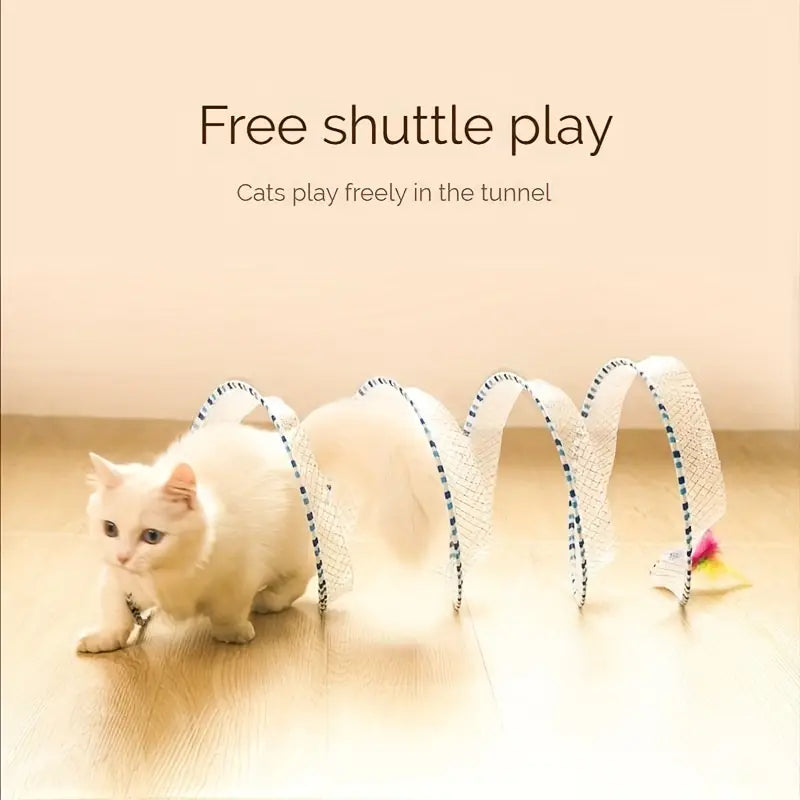 Large Size Foldable Cat Tunnel with Feather