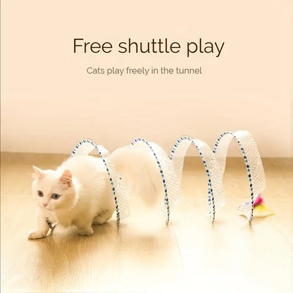 Large Size Foldable Cat Tunnel with Feather