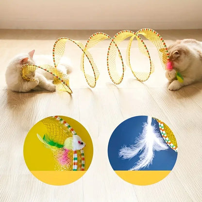 Large Size Foldable Cat Tunnel with Feather