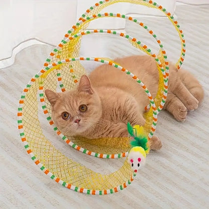 Large Size Foldable Cat Tunnel with Feather