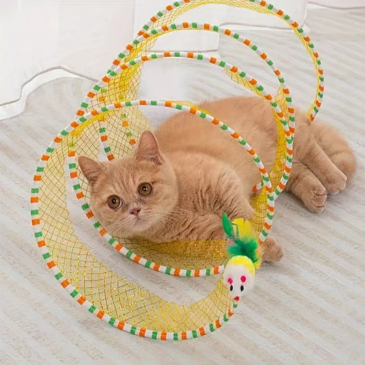 Large Size Foldable Cat Tunnel with Feather
