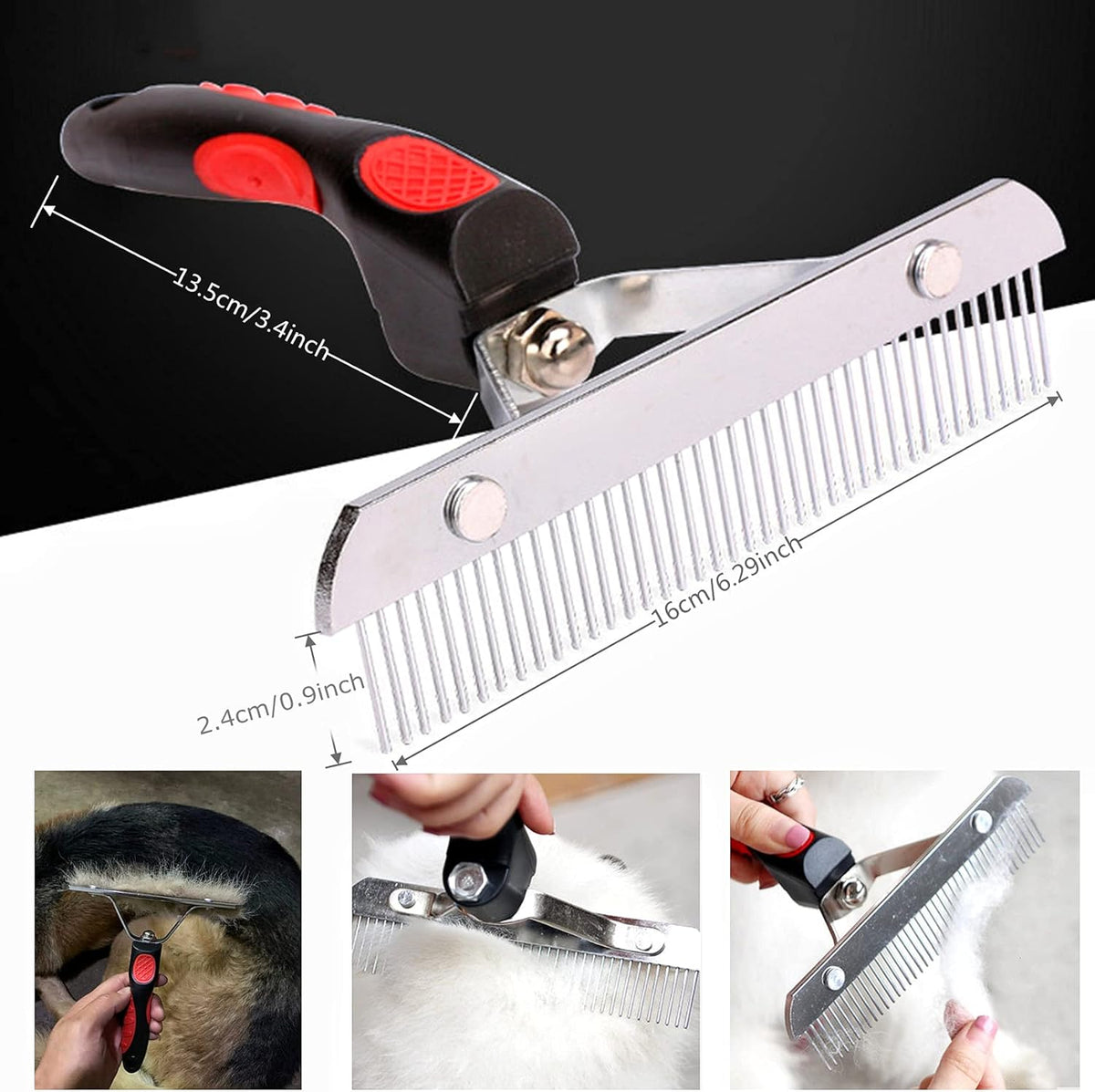 Large Undercoat Rake Comb for Deshedding Dogs & Cats
