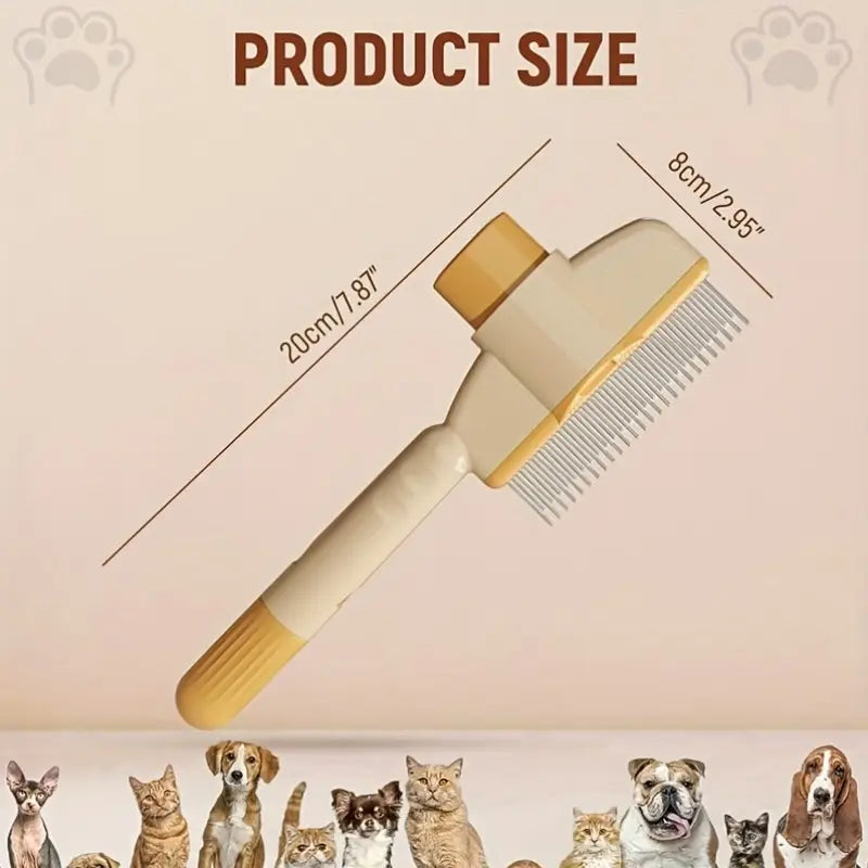 Long Head Self-Clean Pet Grooming Comb