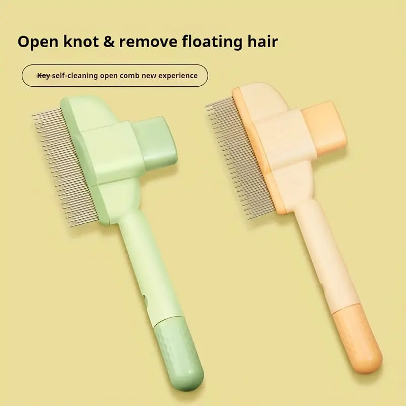 Long Head Self-Clean Pet Grooming Comb