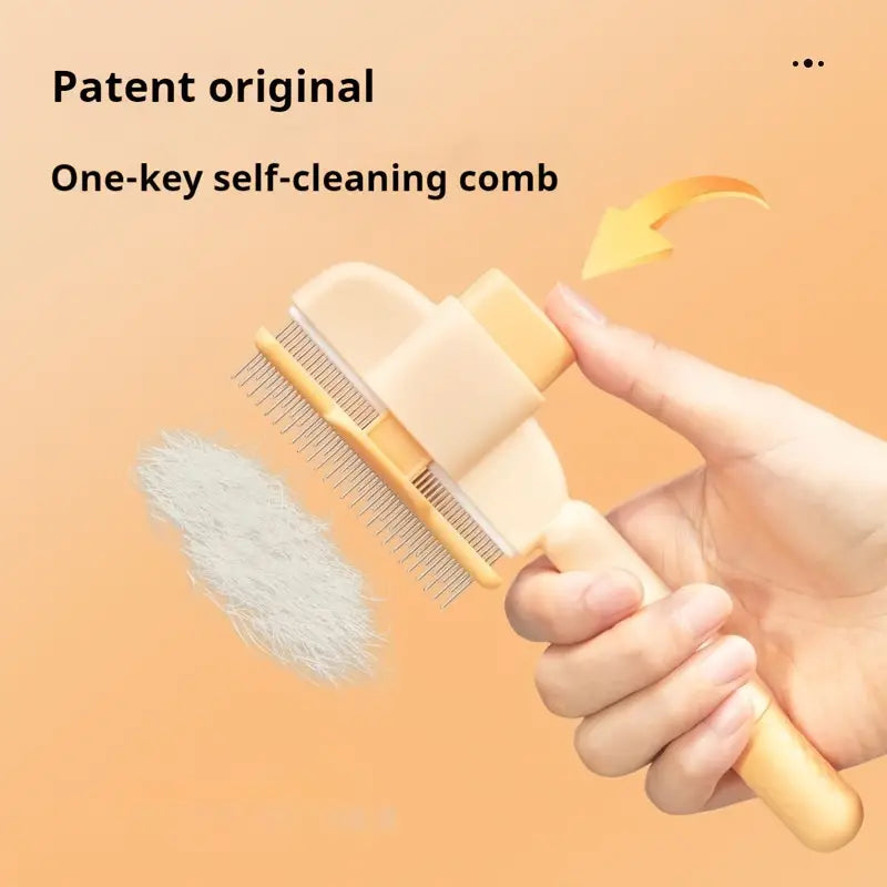 Long Head Self-Clean Pet Grooming Comb