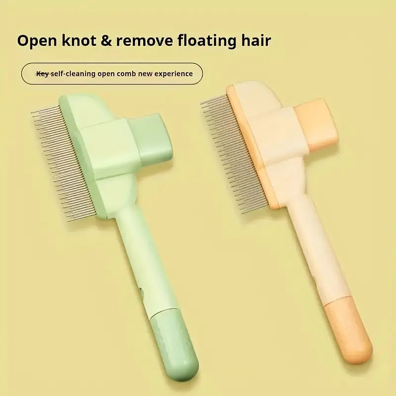Long Head Self-Clean Pet Grooming Comb