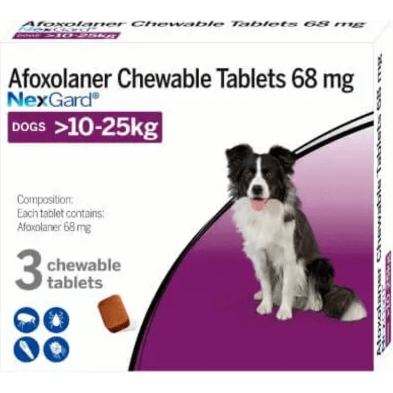 Nexgard Chewable Tablets for Dogs 68mg 10-25kg (01 Tablet)