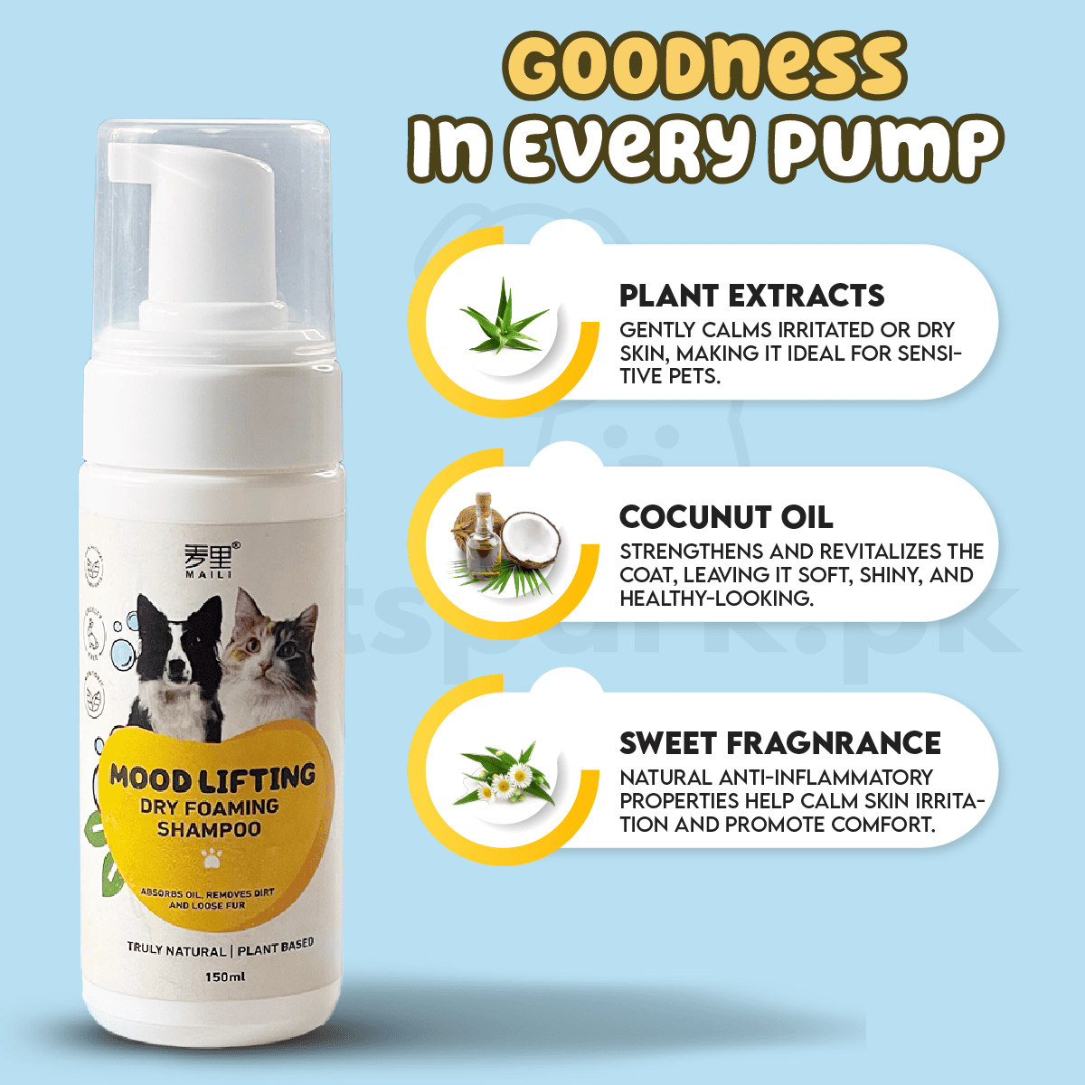 No-Rinse Pet Dry Foaming Shampoo for Winters 150ml