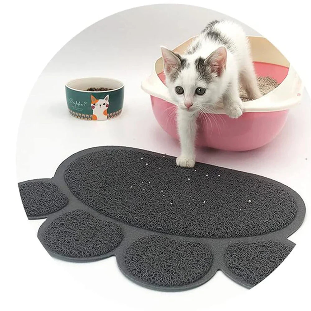 Non-Slip Paw Shaped Mat for Cat Litter Tray or Food Bowls