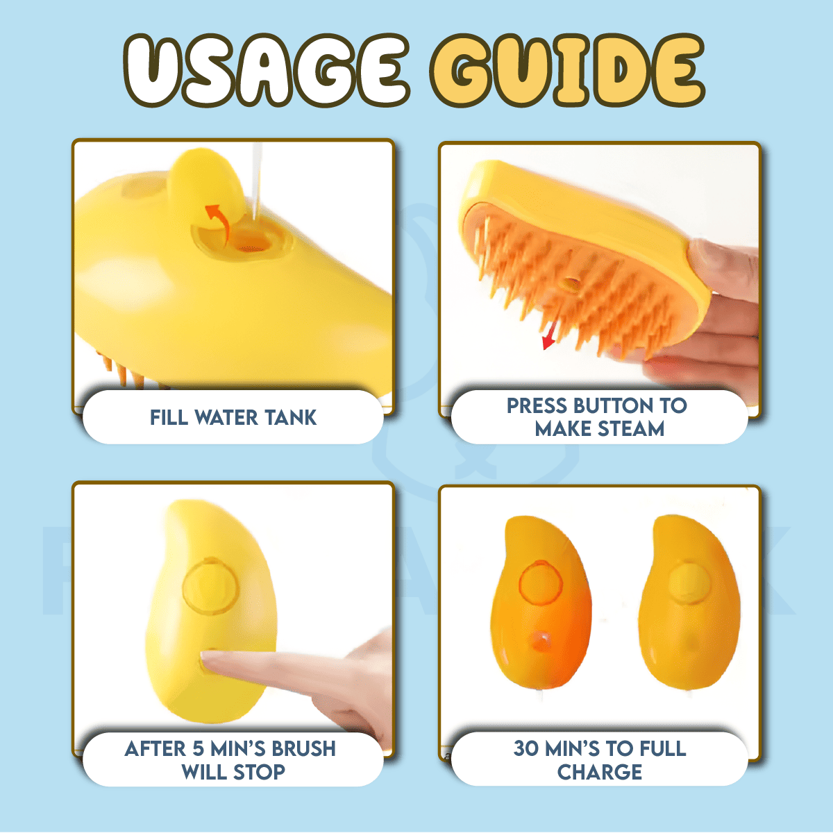 Pet Soft Steamy Brush for Removing Tangled And Loose Hair
