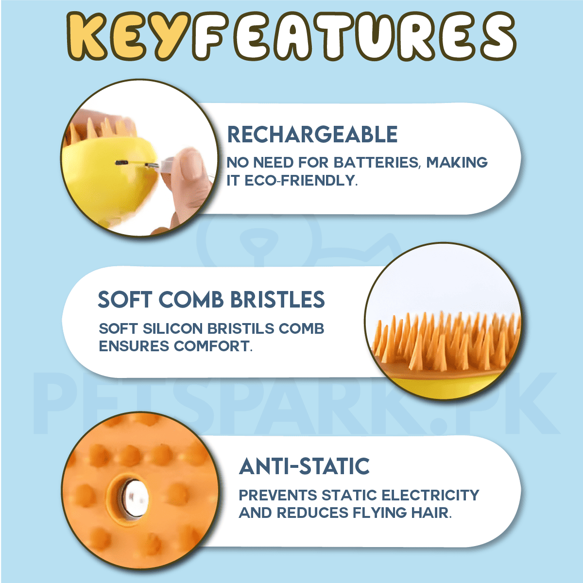 Pet Soft Steamy Brush for Removing Tangled And Loose Hair