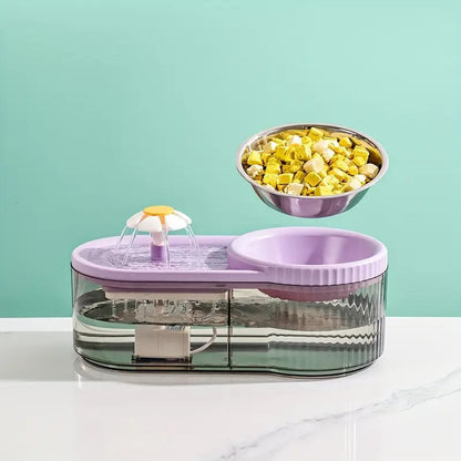 PetPure Cat Water Fountain With Elevated Food Bowl