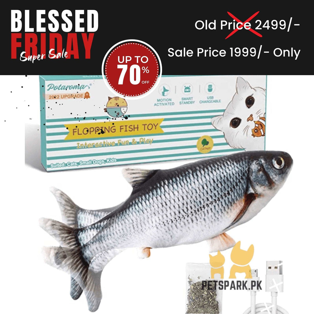 Rechargeable Smart Fish Toy for Cats and Dogs