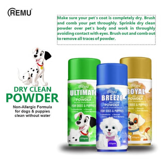 Remu Dog Dry Powder 225g Dry Bath