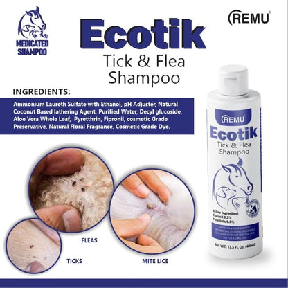 Remu - Ecotik Medicated Shampoo for Cats and Dogs
