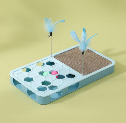 New Puzzle Interactive Toy Board For Cats With Scratching Board