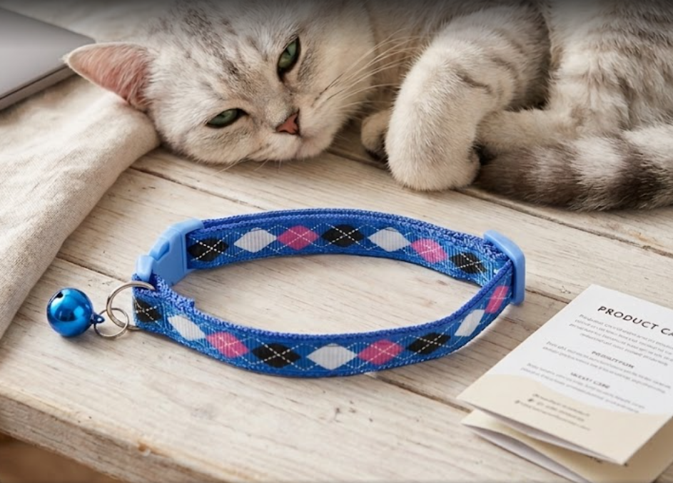 Diamond check printed Cat Collar