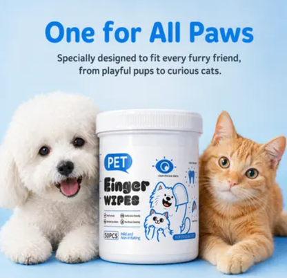 Pet Finger Multi-Purpose Grooming Wipes for Cats & Dogs (50 Wipes)
