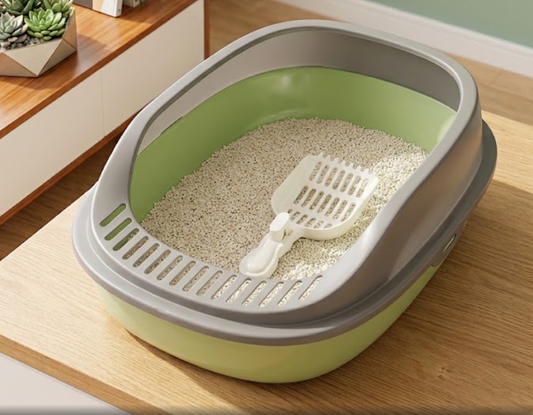High-Sided Semi-Enclosed Oval Cat Litter Box