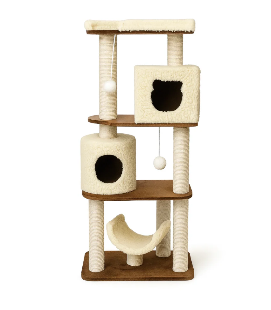 Square & Round House Cat Scratching Pole (Double House)