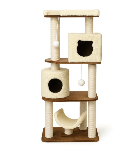 Square & Round House Cat Scratching Pole (Double House)