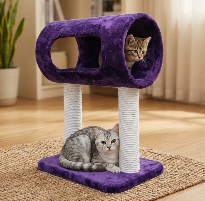 Cat Scratching Pole with Hideout Tunnel