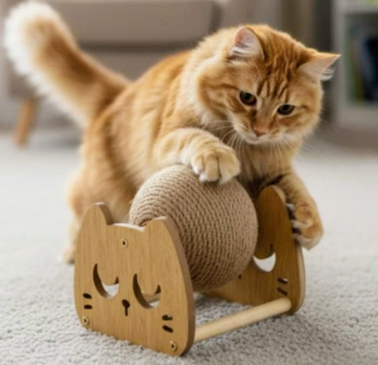 Wooden Sisal Ball Cat Scratcher