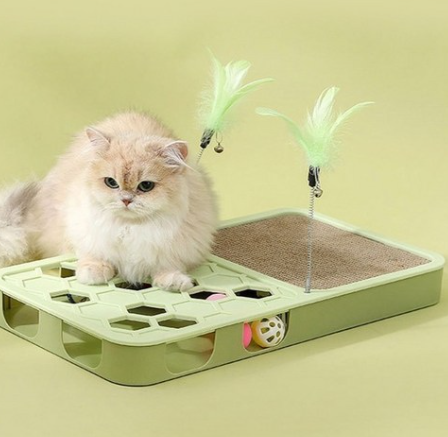 New Puzzle Interactive Toy Board For Cats With Scratching Board