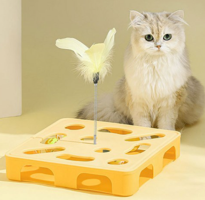 New Puzzle Interactive Toy Board For Cats With Scratching Board