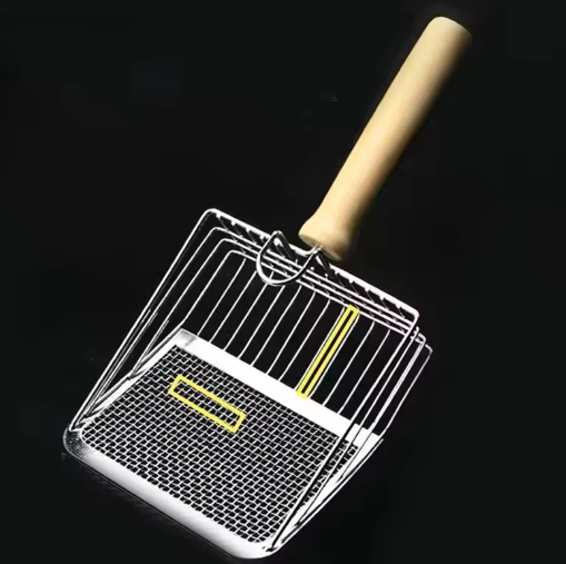 Stainless Steel Cat Litter Shovel With Wooden Handle