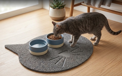 Cat Shaped Mat for Cat Food Bowls