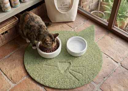 Cat Shaped Mat for Cat Food Bowls