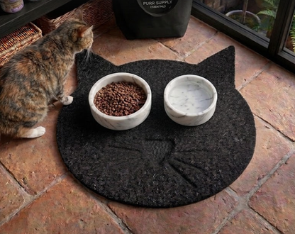 Cat Shaped Mat for Cat Food Bowls