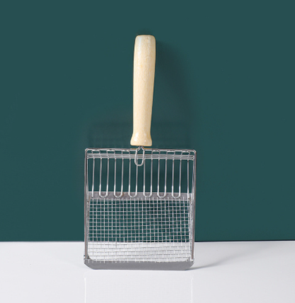 Stainless Steel Cat Litter Shovel With Wooden Handle