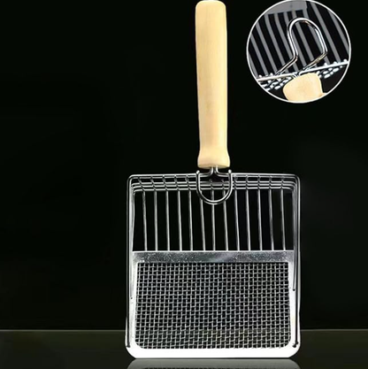 Stainless Steel Cat Litter Shovel With Wooden Handle