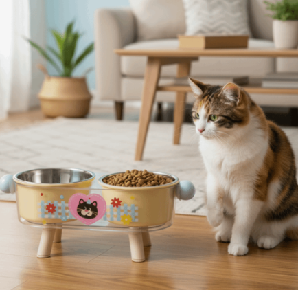 Sturdy Elevated Cat Bowl Non-Slip