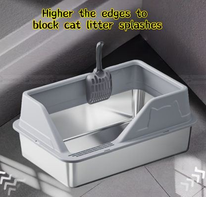 Enclosed Stainless Steel Cat Litter Box with Lid