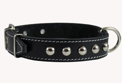 Single Studded Leather Dog Collar With Buckle